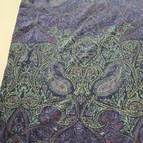 Lucky Brand Paisley Blouse Size Peacock Colors Cotton Modal Bohemian Tee Hippie - Picture 12 of 16